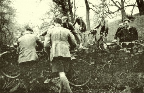 Notts DA members cycling off-road in the 1930s